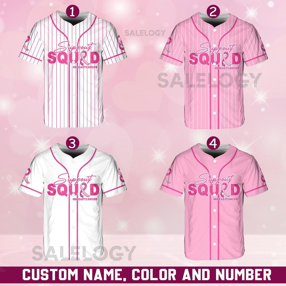 Personalized Breast Cancer Name And Number Baseball Jersey Custom Support Squad Baseball Jersey Pink Ribbon Breast Cancer Warrior Jersey_39