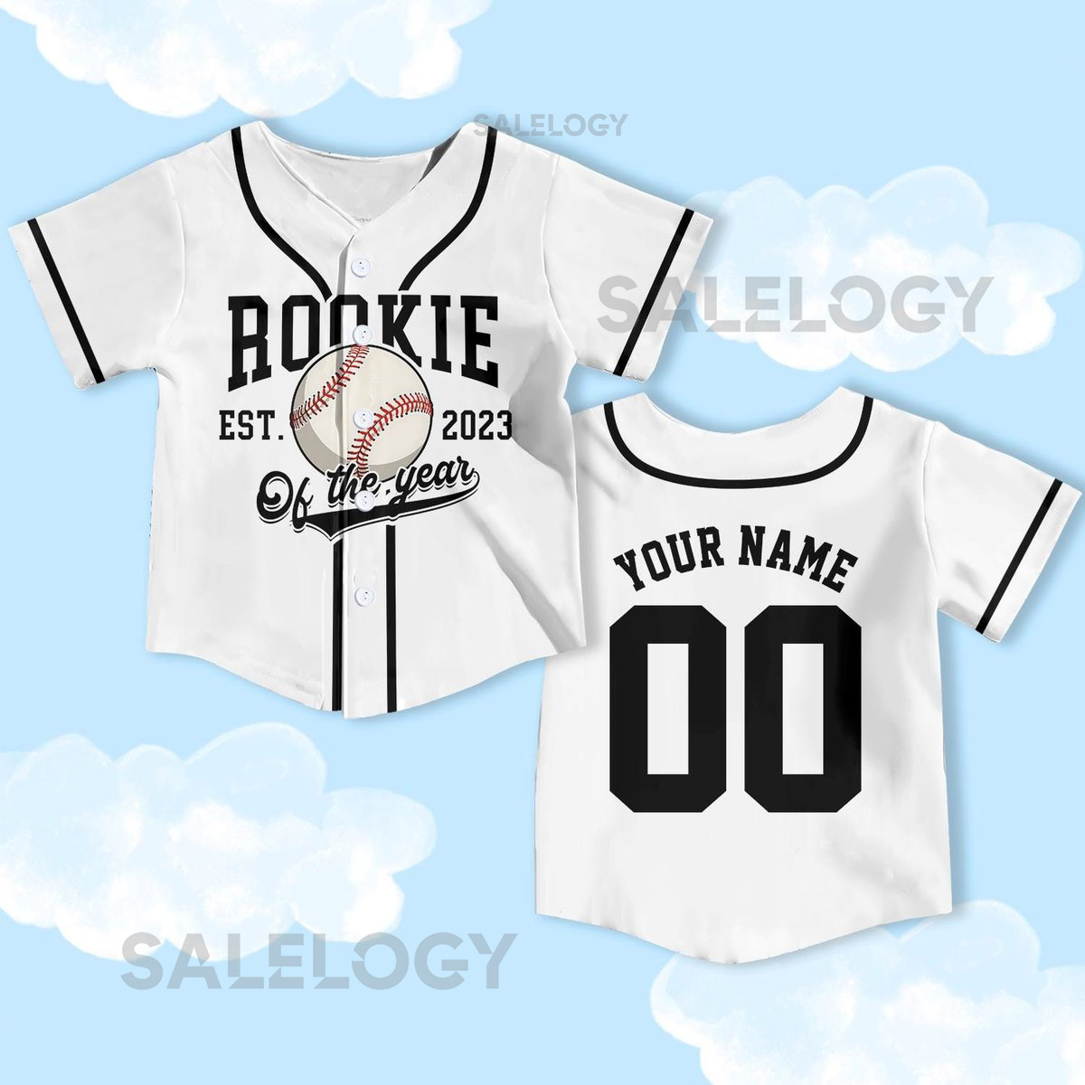 Personalized Rookie Of The Year Baseball Jersey Rookie Year Kids Youth Baseball custom birthday baseball Boys kids jerseys_317