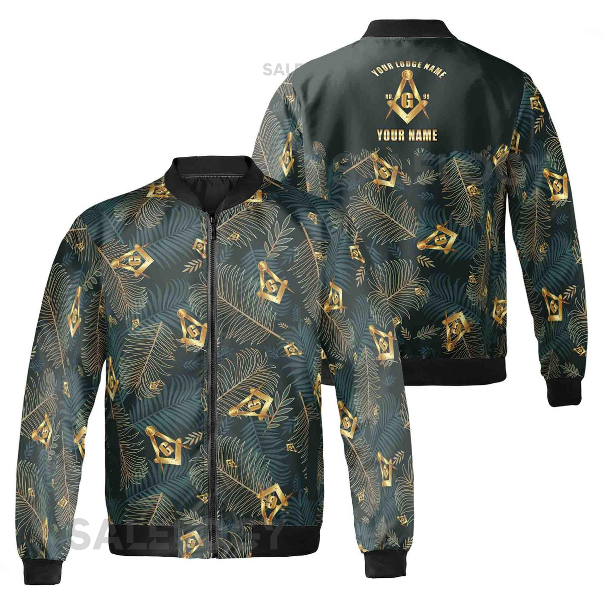 Customize Masonic Master Mason Tropical Palm Leafs Bomber Jacket S-5XL_47
