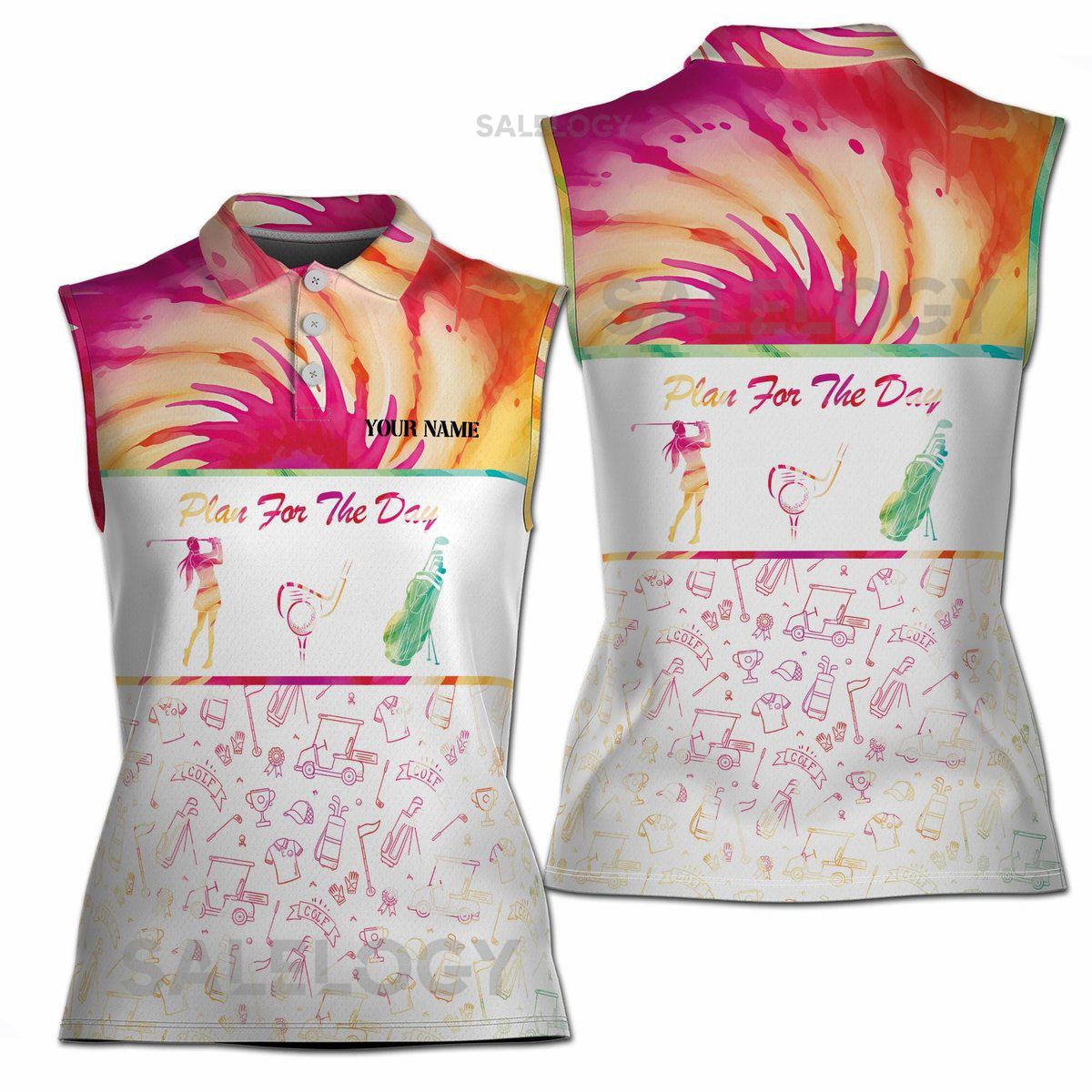 Custom Color Dye Plan For The Day Golf Women Sleeveless Polo XS-4XL_23