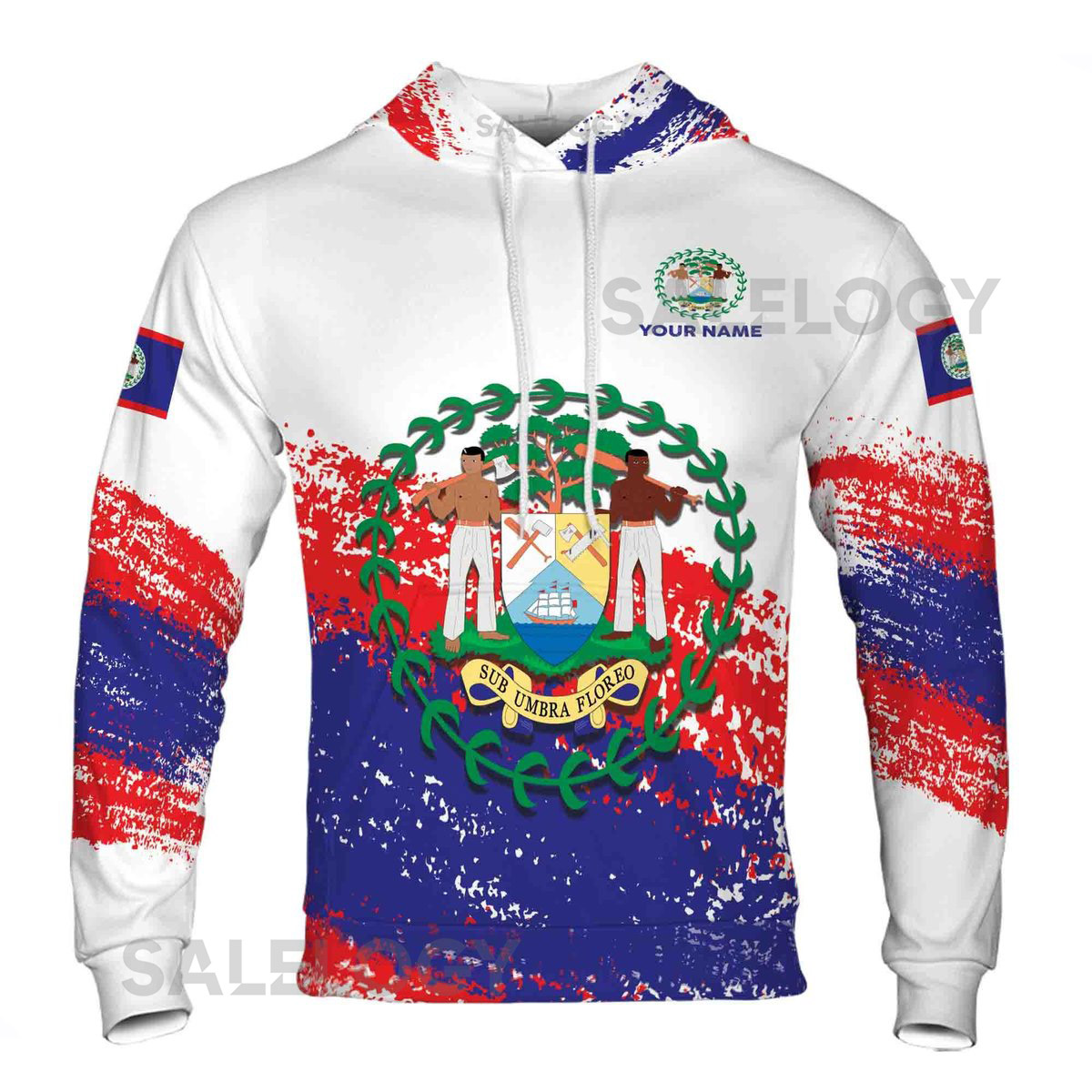 Custom Name Patriotic Coat of Arms Belize Hoodie S-5XL_53