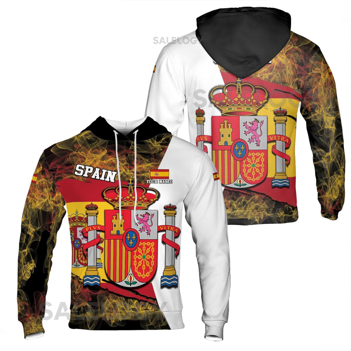 Custom Name Patriotic Spain Coat of Arms Hoodie S-5XL_60