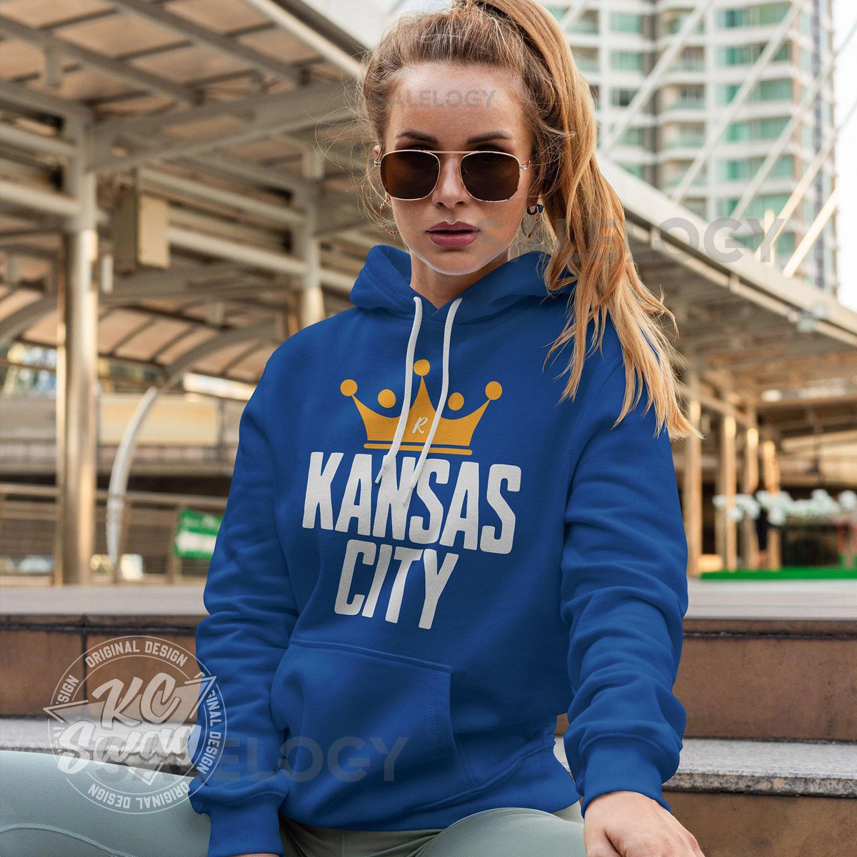 KC Big Crown Baseball Hoodie Royals-Inspired Kauffman Sweatshirt Kansas City Royalty Pullover Super Soft Premium Fleece Adult Unisex_468