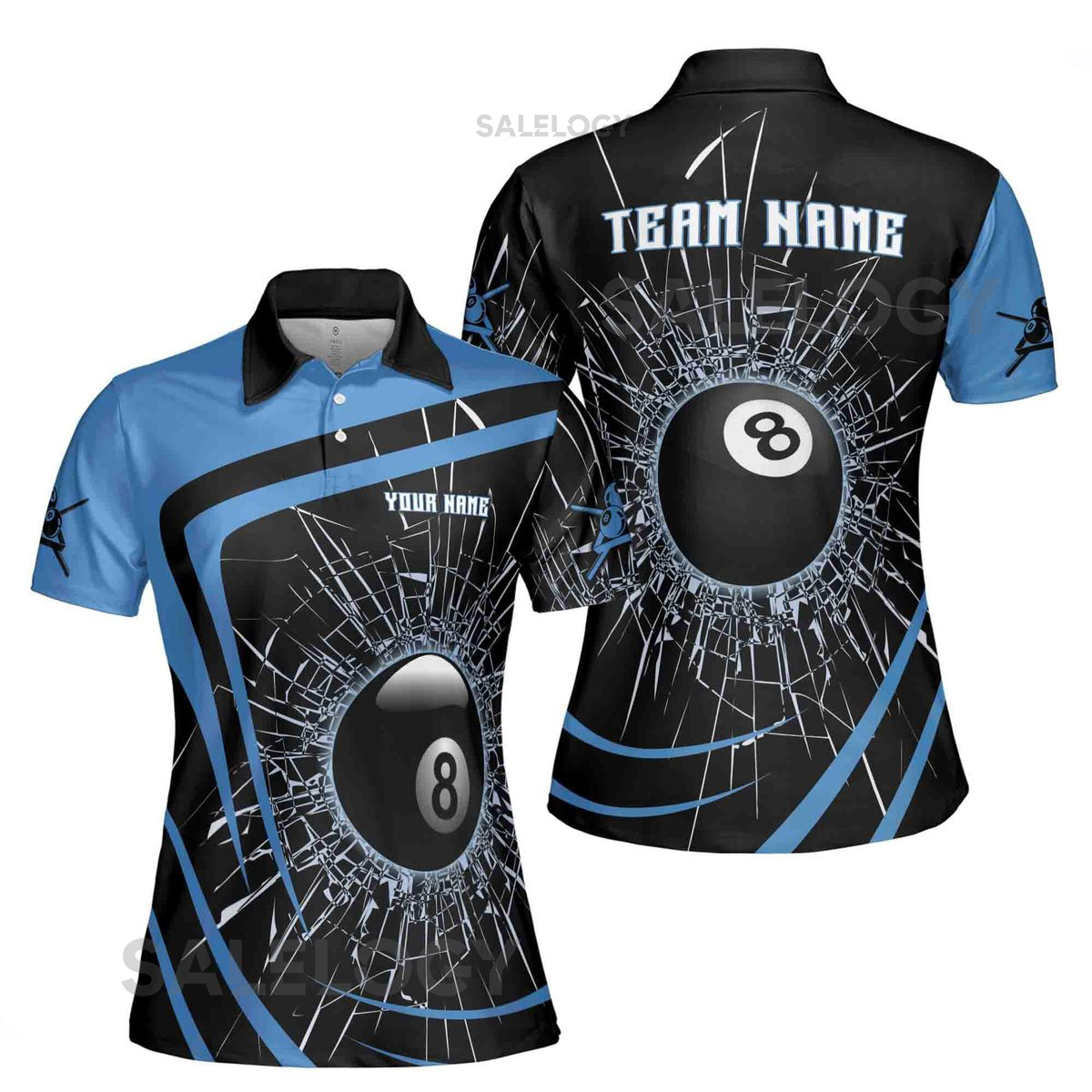 Personalized Broke Glass Break 8 Balls Billiard Women's Polo Shirt S-5XL_538