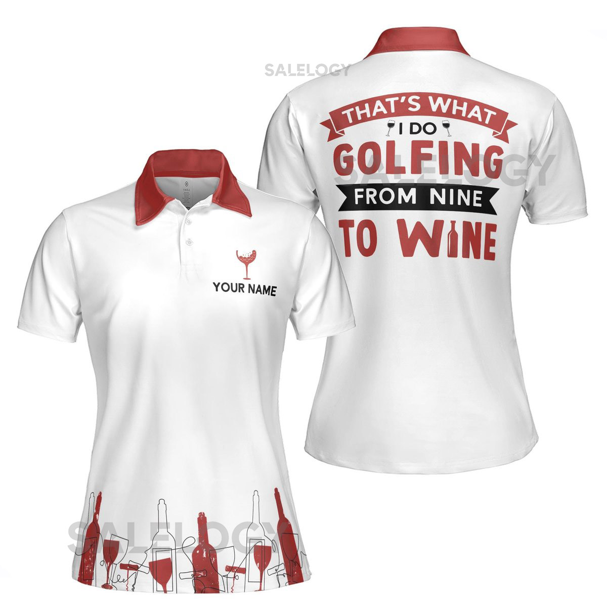 Custom Name Golfing to Wine Women39s Polo Shirt S-5XL_106