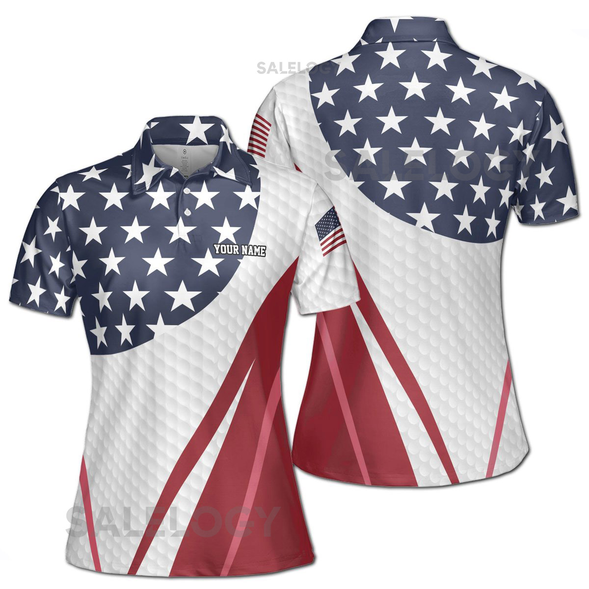 Custom Name Patriotic America Pattern American Golfer Women39s Polo Shirt S-5XL_139