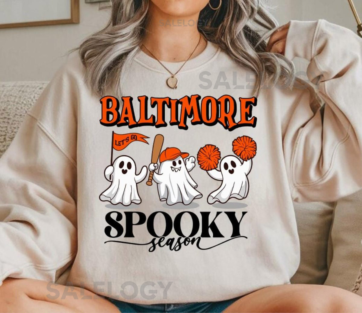 Baltimore Baseball Spooky Season Cute Ghost Vintage Sweatshirt Lets Go Baltimore Baseball Team Retro 90s Hoodie Baseball Mom Shirt_41