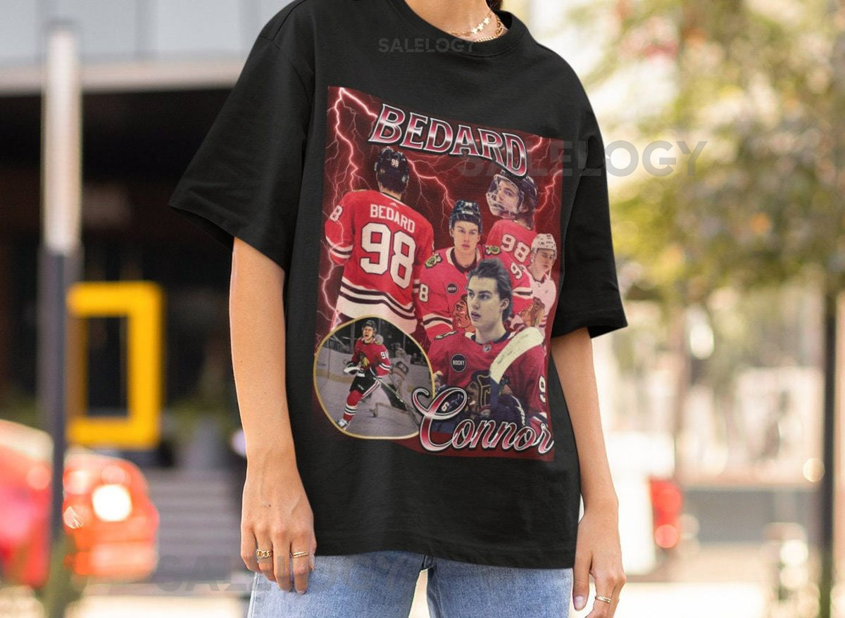 Connor Bedard Shirt Vintage 90s Chicago Blackhawks NHL Hockey Design Retro Bootleg Gift Classic Graphic Tee Unisex T Shirt Limited Edition_118