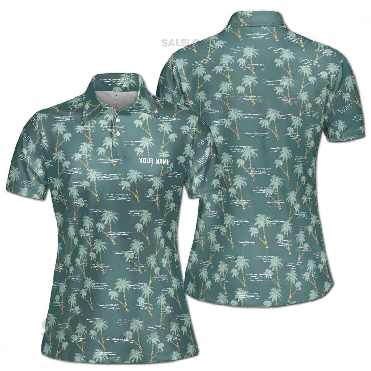 Custom Name Ocean Palm Tree Women39s Polo Shirt S-5XL_137