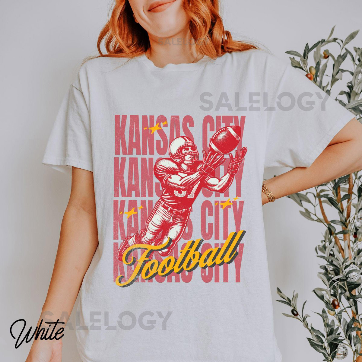 Kansas City Football Oversized Shirt Chief Vintage Tee Game Day KC Football Shirt Sunday Tailgate Shirt KC Football Crewneck Shirt_349