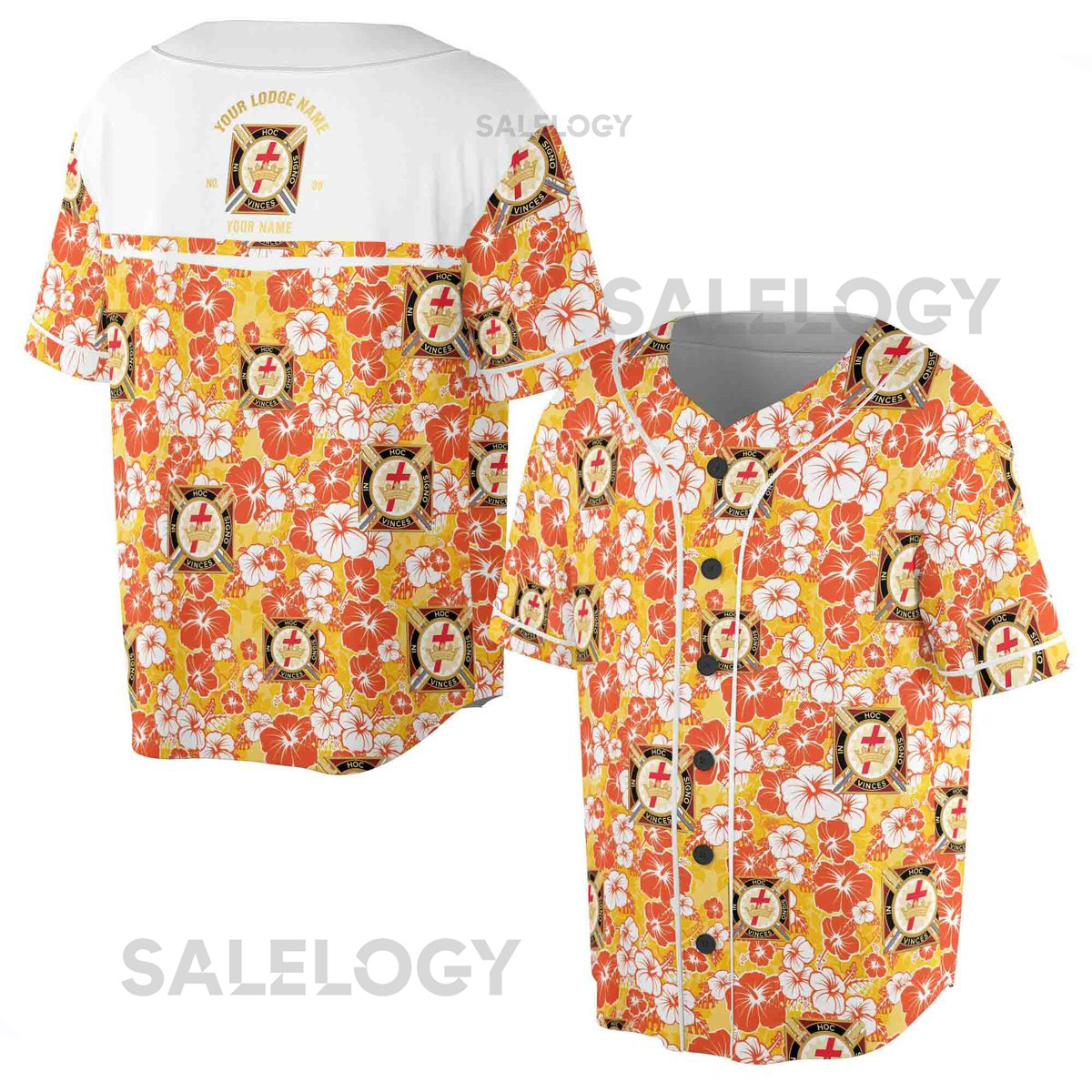 Customized Knights Temple Commandery Masonry Floral Baseball Jersey S-5XL_61