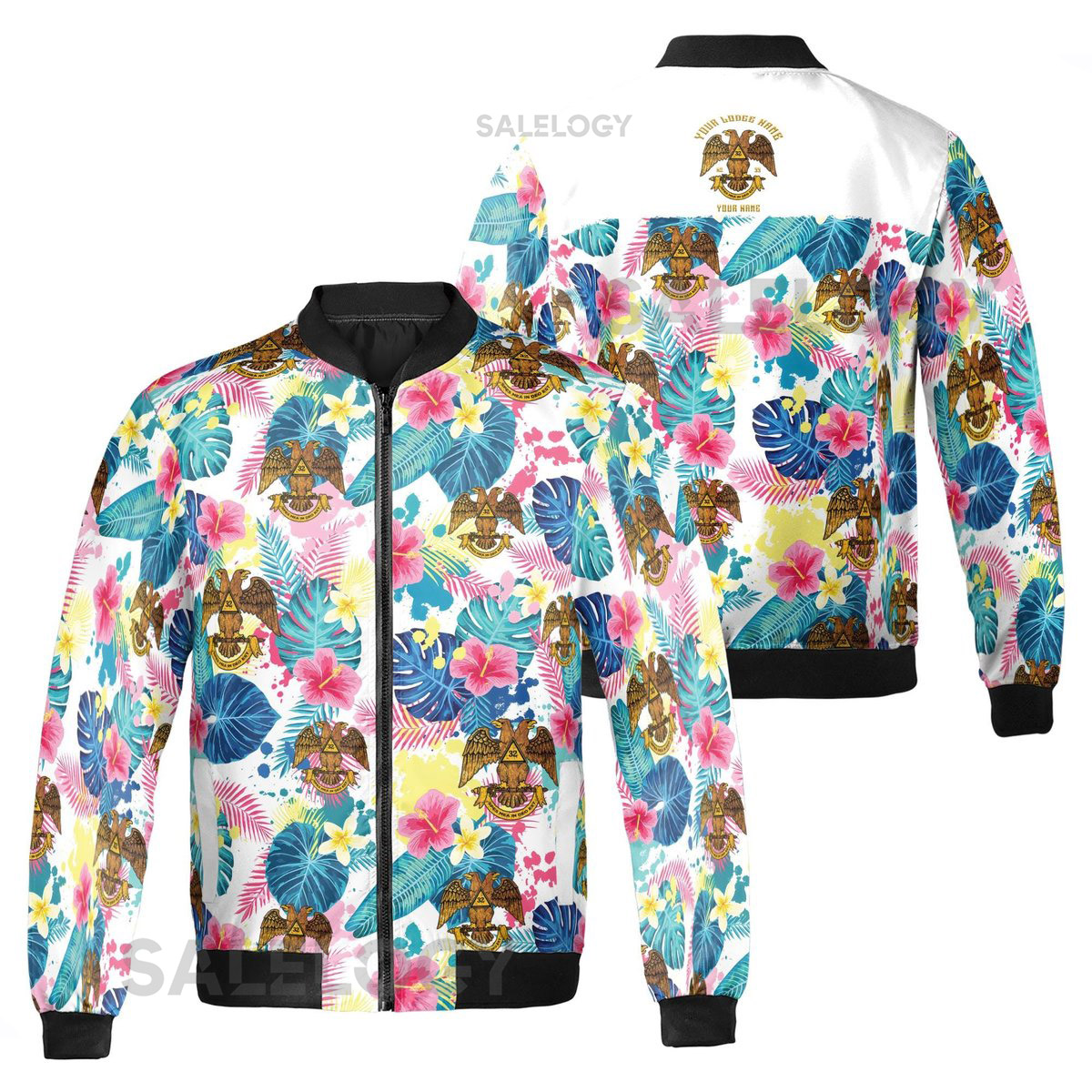 Customized Rite of Scottish 32 Colorful Palm Leaf Bomber Jacket S-5XL_79