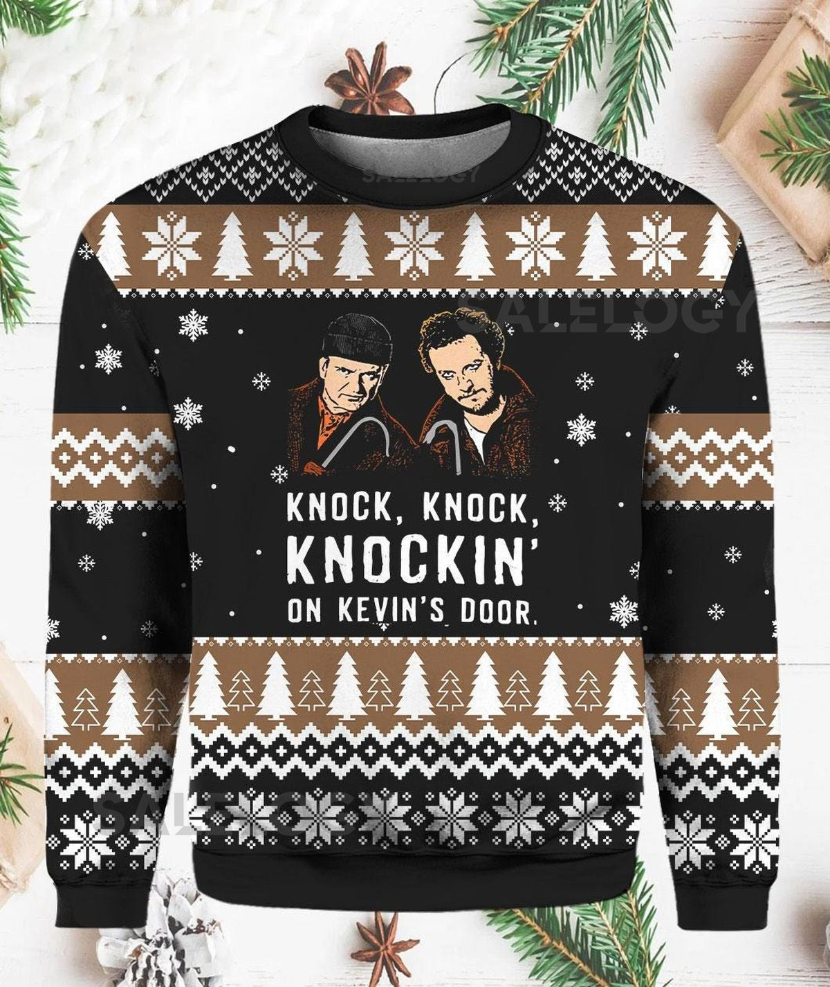 Knock Knock On Kevin's Door Christmas Ugly Sweater Home Alone Sweater Kevin McCallister Wet Bandits Sweater Christmas