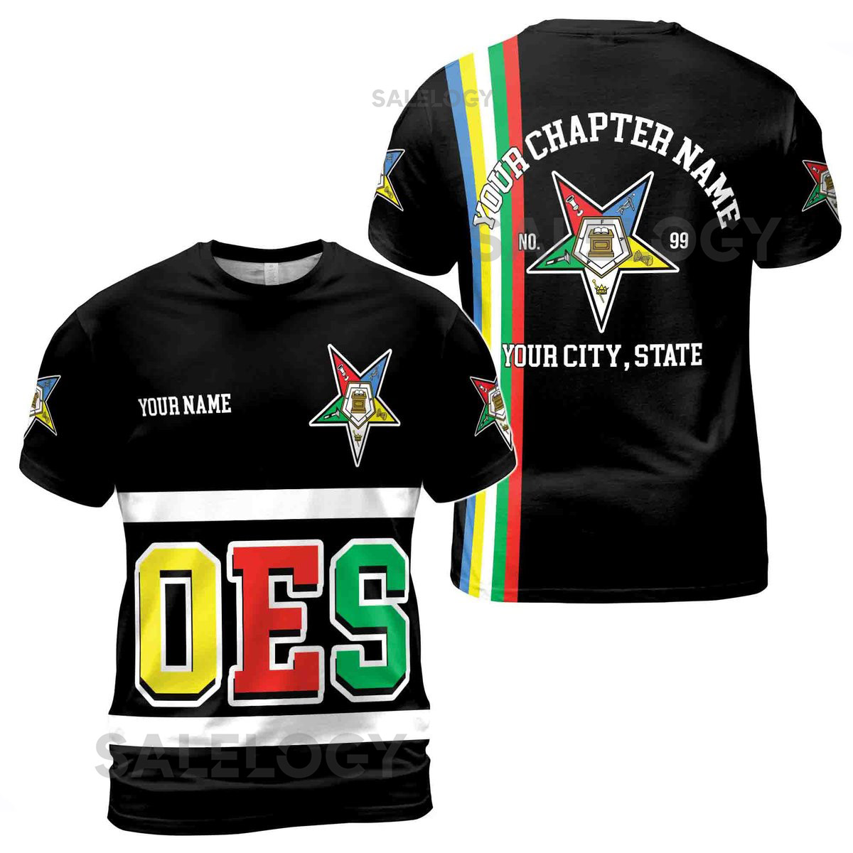 Personalized Multi-color Order of the Eastern Star OES AFAM T-shirt S-5XL_244