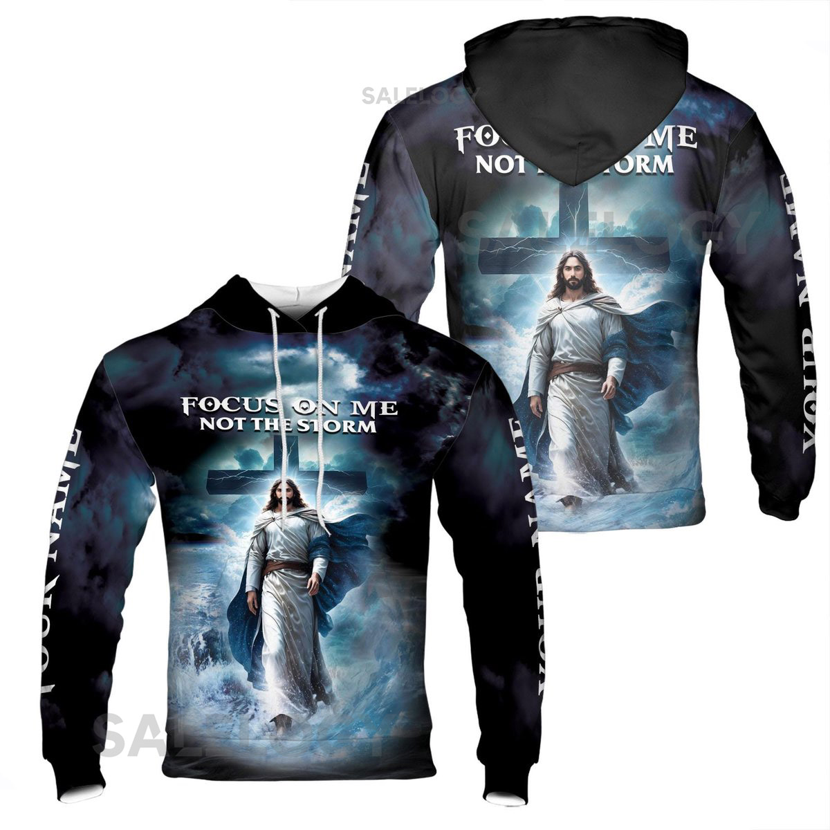 Custom Name Focus On Me Not The Storm Jesus Hoodie S-5XL_25