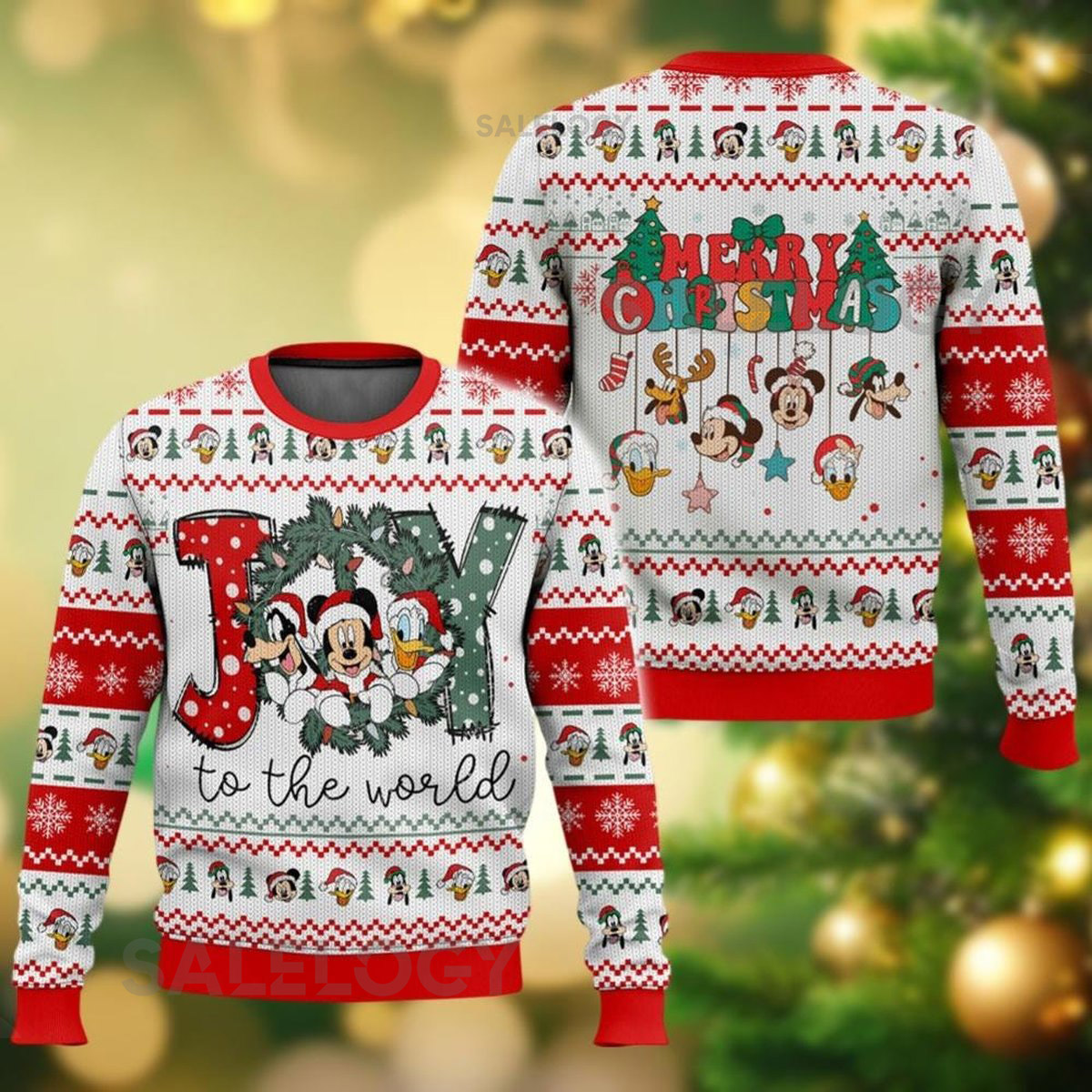 Christmas Mickey And Friend Ugly Sweater Joy To The World Sweater Disney Sweater Family Mickey Minnie Donald Daisy Pluto Goofy Shirt