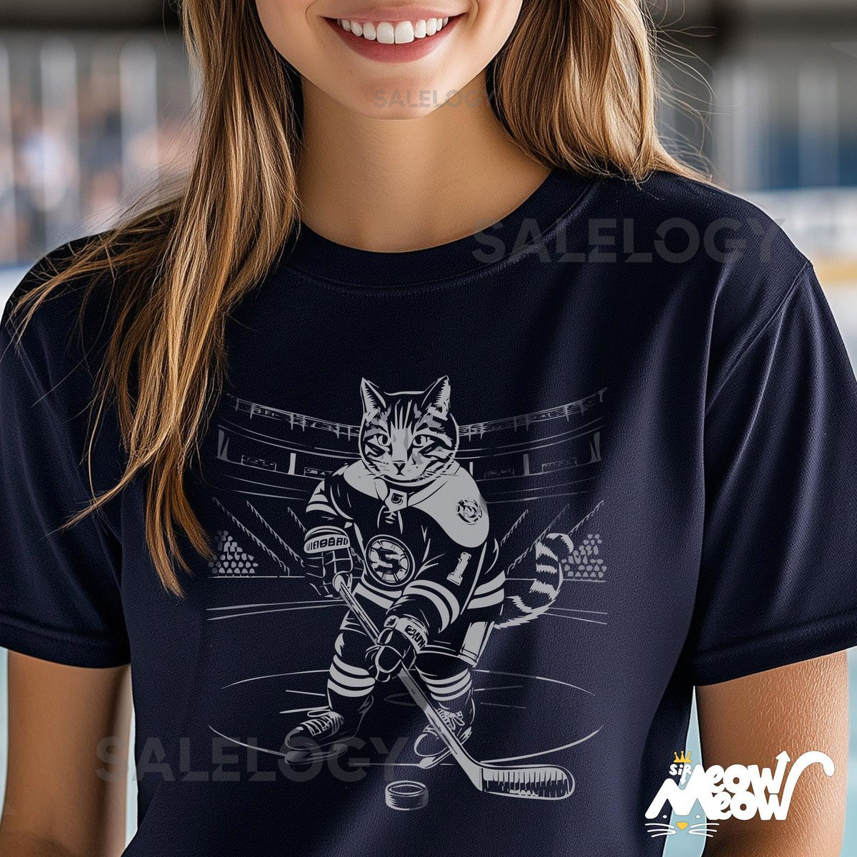 Hockey Cat Unisex T shirt Playful Feline Athlete Design_202