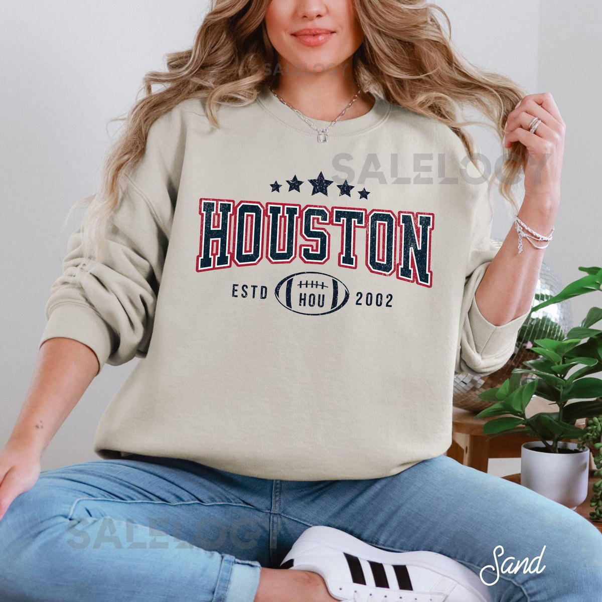 Vintage Texan Football Sweatshirt Houston Texan Oversized Varsity Retro Sweater Tailgate Game Day Football Shirt Football Fan_1034