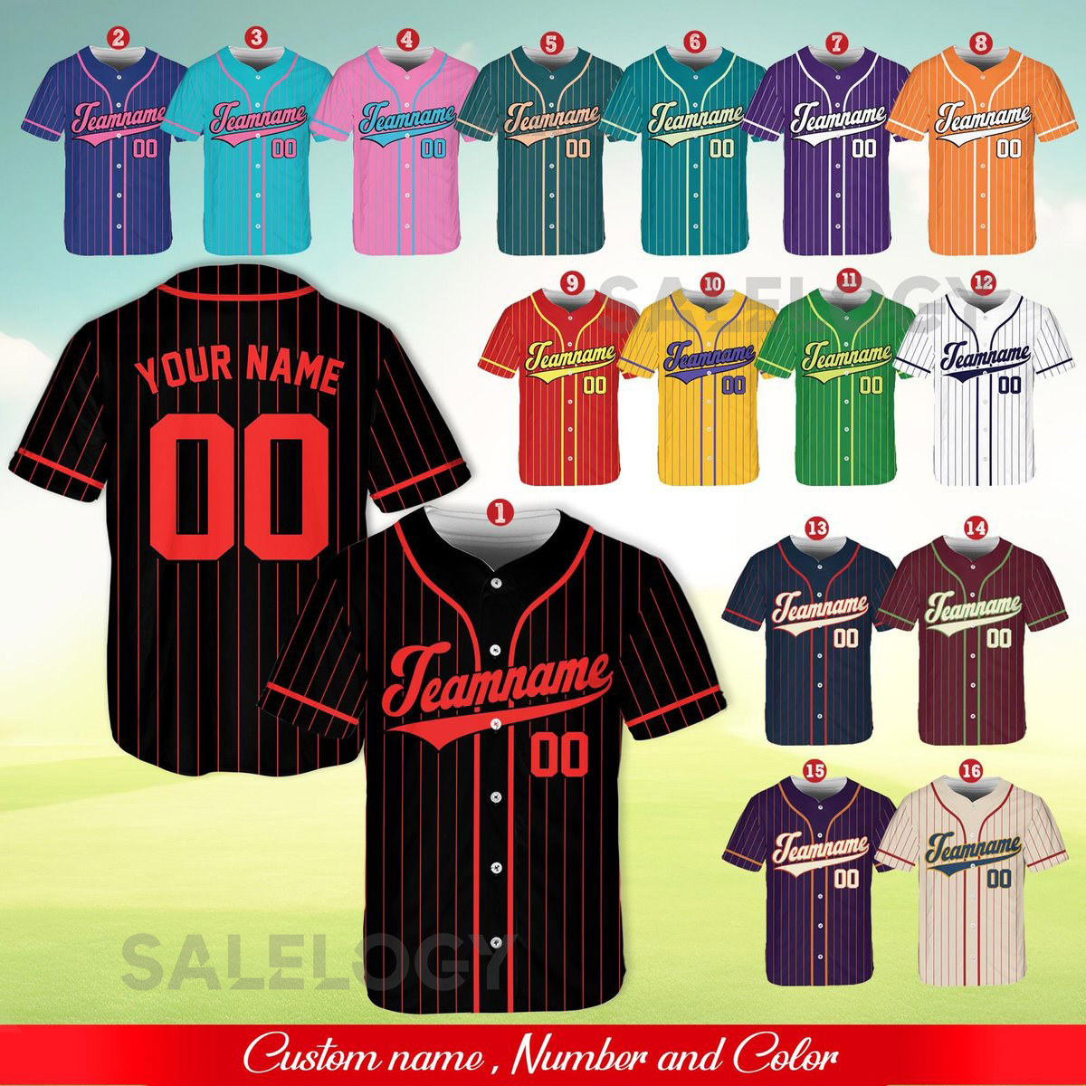 Personalized Team Name And Number Pinstripe Baseball Jersey Custom Stripe Line Color Baseball Jersey Baseball Jersey Uniform Baseball Fans_630