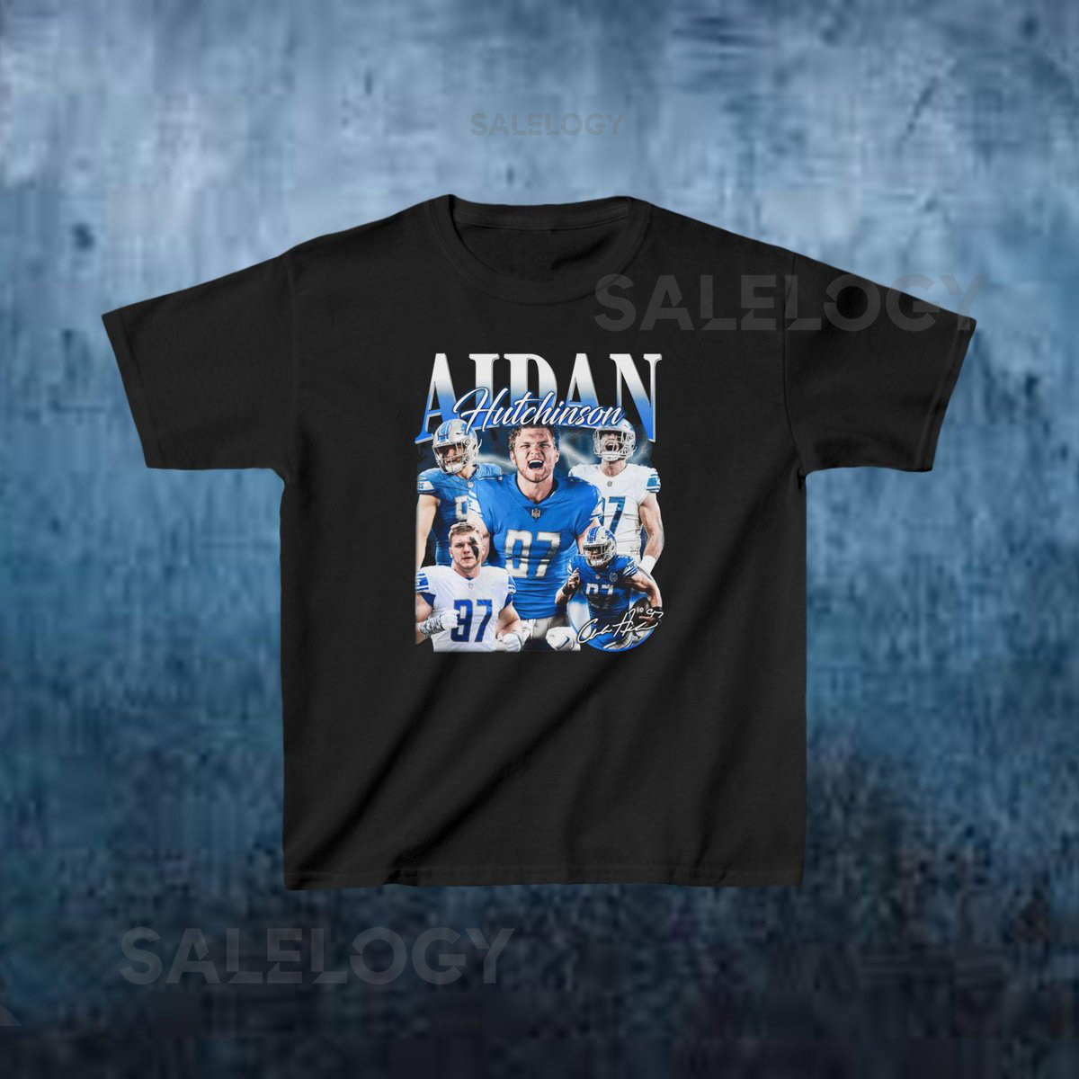 Lions Detroit Bootleg Style Kids T-Shirt Aidan Hutchinson 90's Grit Game Day Sports Fan Football Fans Tee Youth Apparel Children's_549