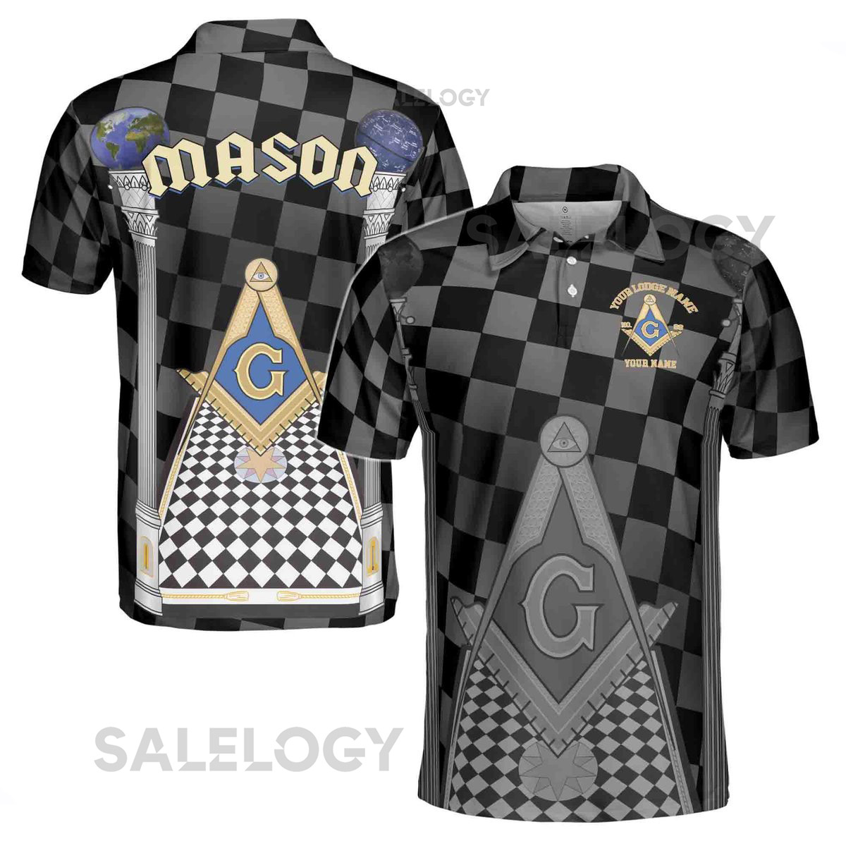 Personalized Blue Lodge Freemasonry With Caro Pattern Men's Polo Shirt S-5XL_532