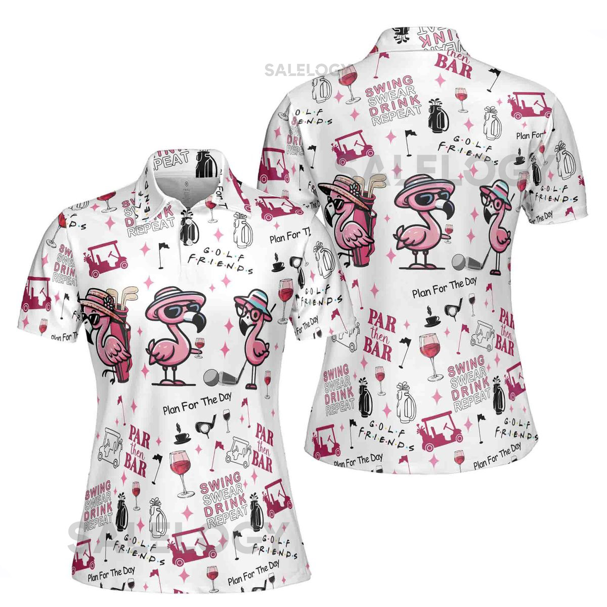 Funny Adorable Flamingo Par Then Bar Women's Polo Shirt S-5XL_483