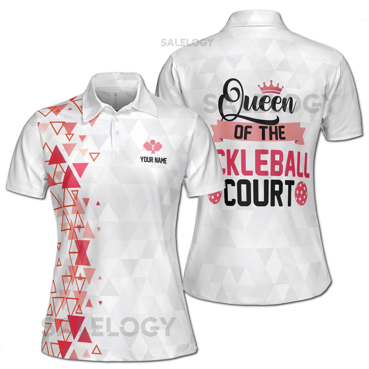 Customized Queen Of The Pickle Ball Court Women's Polo Shirt S-5XL_461
