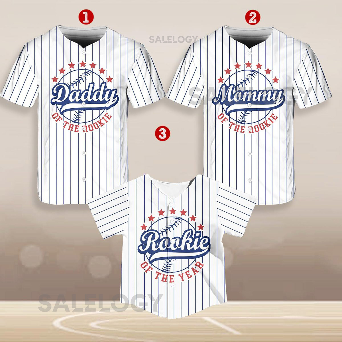 Personalized Mommy Daddy Of the Rookie Baseball Jersey Custom Name Number Shirt Pinstripe Rookie Of The Year Jersey Family Matching Outfit_251