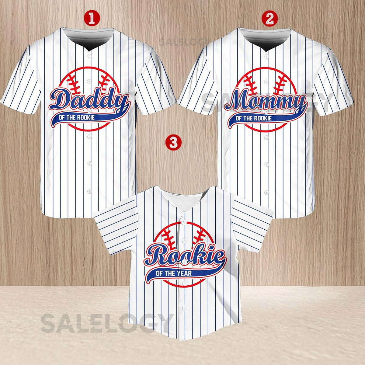 Personalized Mommy Daddy Of the Rookie Baseball Jersey Custom Name Number Shirt Pinstripe Rookie Of The Year Jersey Family Matching Outfit_252