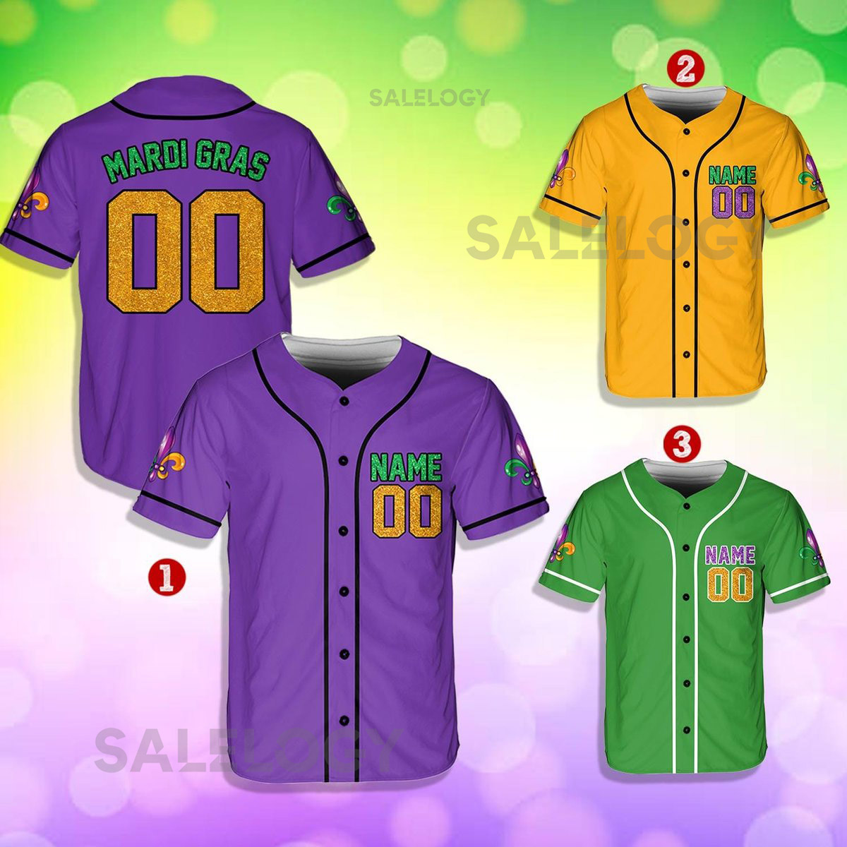 Personalized Mardi Gras Baseball Jersey Custom Name And Number Baseball Jersey Mardi Gras Carnival Jersey Gift For Family Matching_205