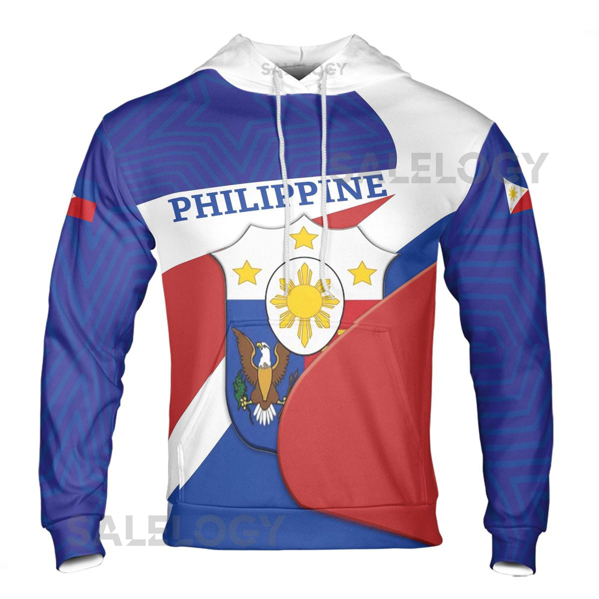 Republic of the Philippines Flag Pattern Hoodie S-5XL_96