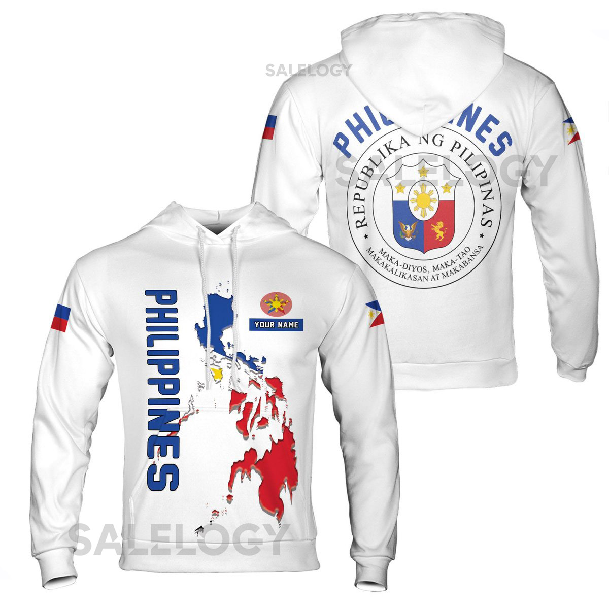Custom Name Patriotic Philippines Coat of Arms Hoodie S-5XL_58