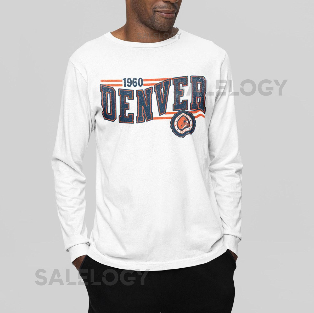 Denver Football Retro Crewneck Long Sleeve Bronco Retro Long Sleeve Shirt Denver Unisex Shirt Game Day T-Shirt Bronco Football Fan Gift_347