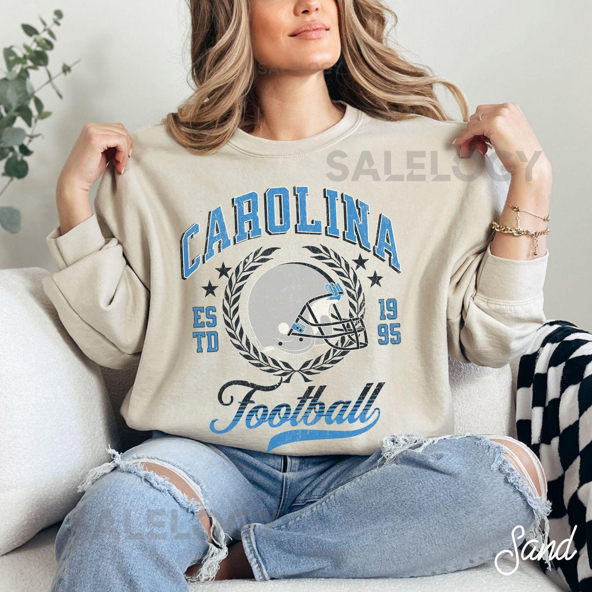 Vintage Carolina Football Sweatshirt Retro Crewneck Panther Football Shirt Game Day Panther Football Gift Carolina Football Fans Gift_1029