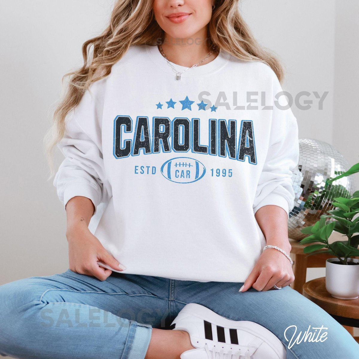 Vintage Carolina Football Sweatshirt Retro Panther Football Crewneck Gift ideas for Panther football fans Panther Tailgate Sweater_1030