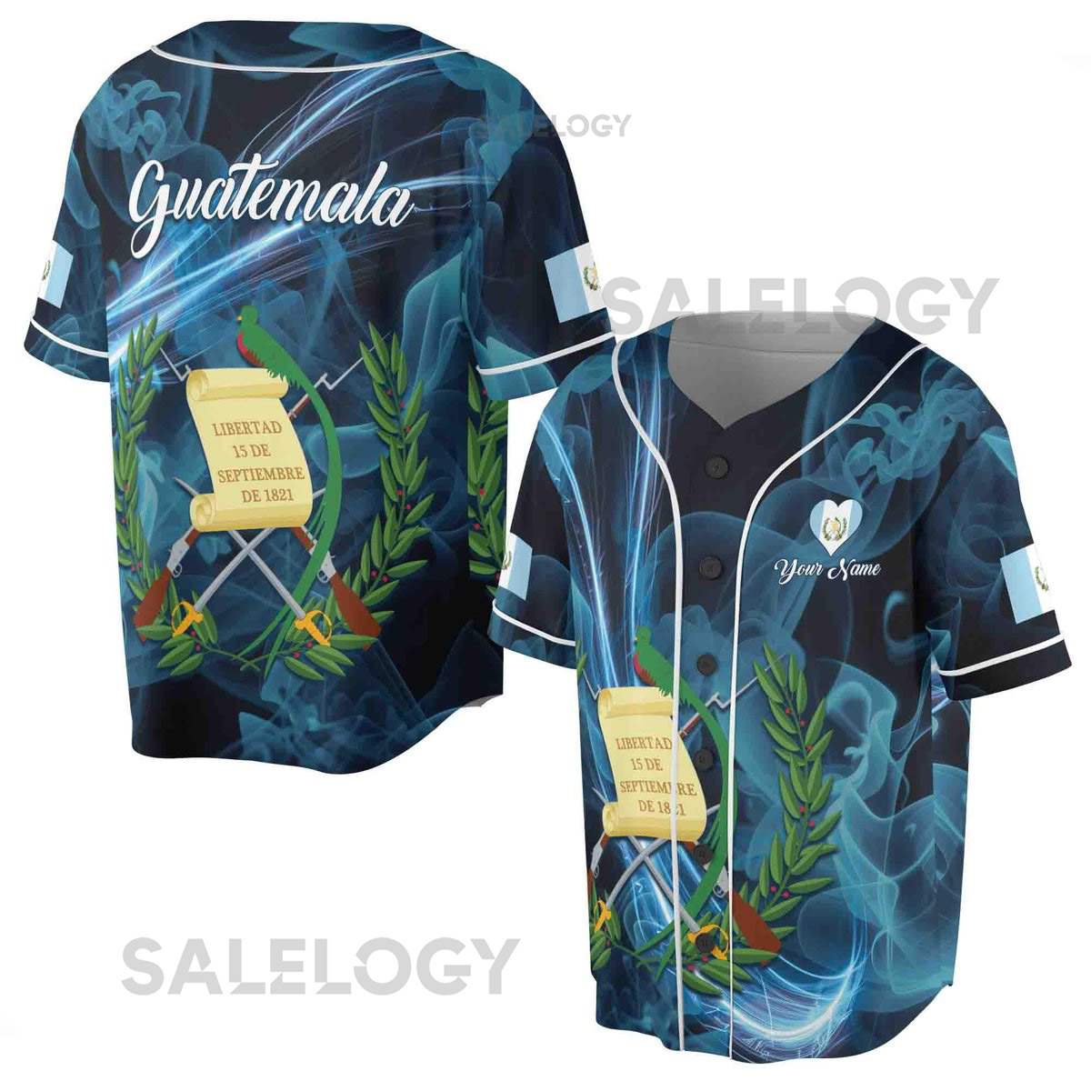 Customized I Love Guatemala Patriotic Baseball Jersey S-5XL_60