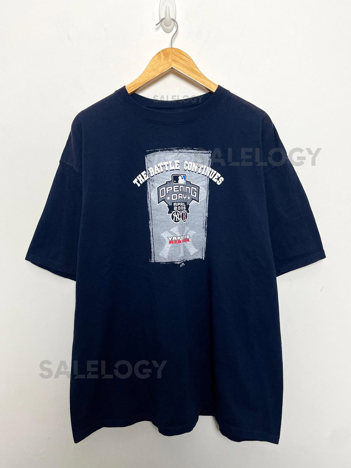 Vintage 2005 New York Yankees vs Boston Red Sox Rivalry MLB Baseball Opening Day Spell Out Graphic Tee Shirt size adult XL_606