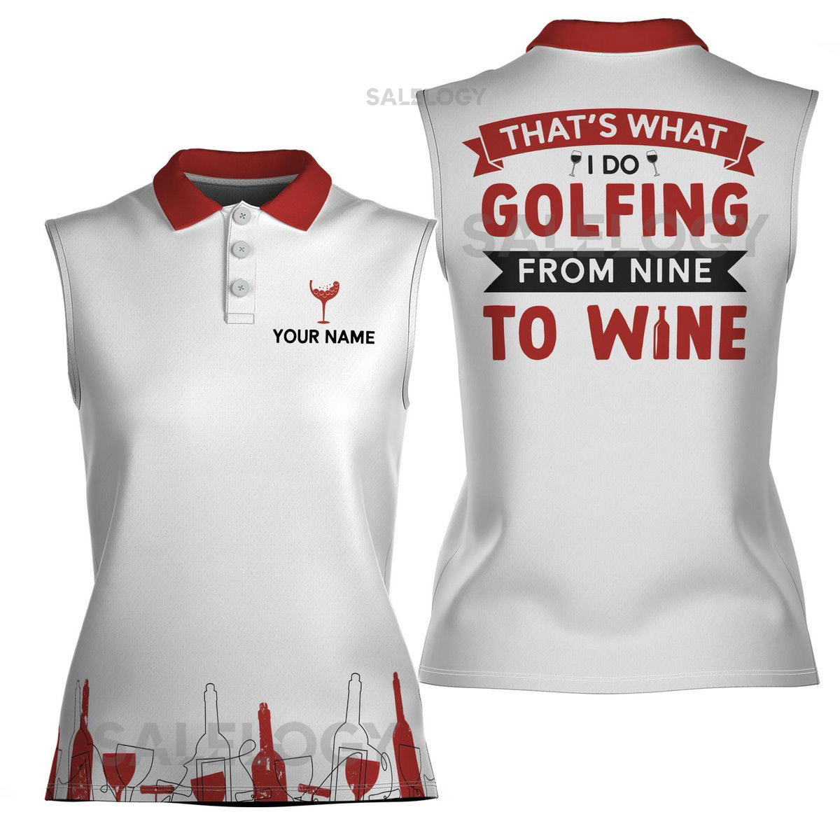 Custom Name Women39s Golf Polo Nine To Wine Sleeveless Top_221
