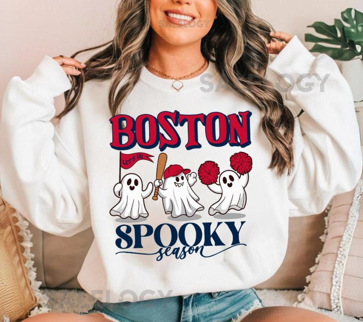 Boston Baseball Spooky Season Cute Ghost Vintage Sweatshirt Boston Baseball Red Team Retro 90s Hoodie Baseball Mom Shirt Gift For Mom_159