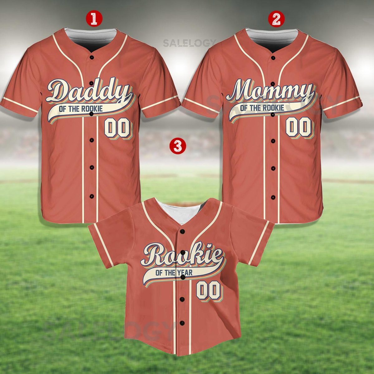 Personalized Daddy Mommy Of the Rookie Baseball Jersey Custom Name Number Shirt Rookie Of The Year Jersey Family Matching Outfits_79