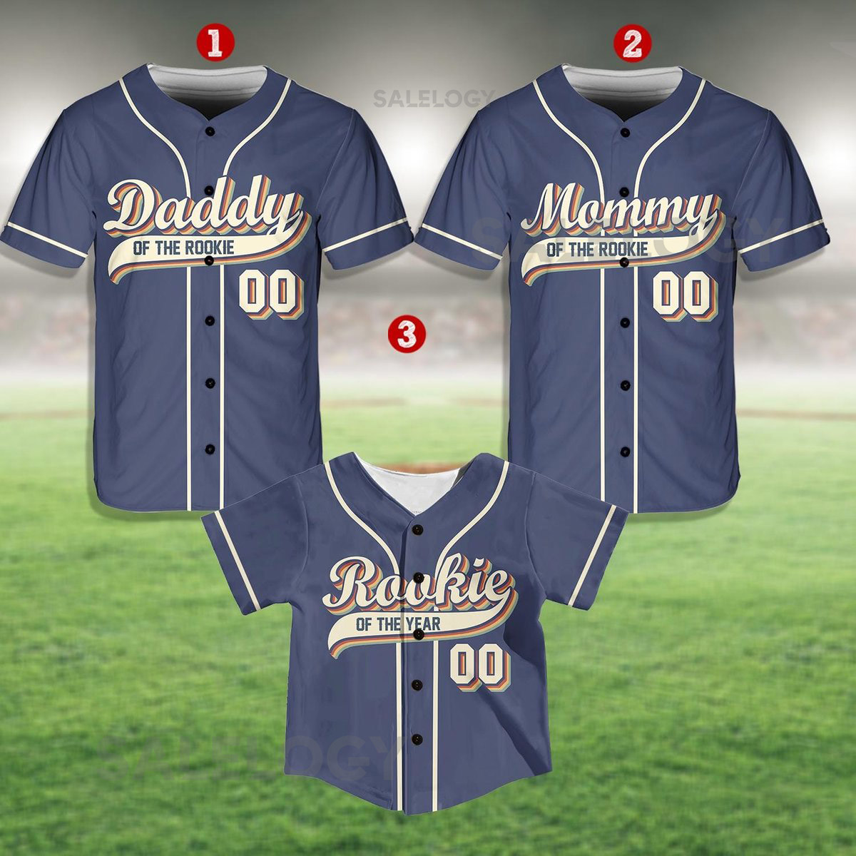 Personalized Daddy Mommy Of the Rookie Baseball Jersey Custom Name Number Shirt Rookie Of The Year Jersey Family Matching Outfits_80