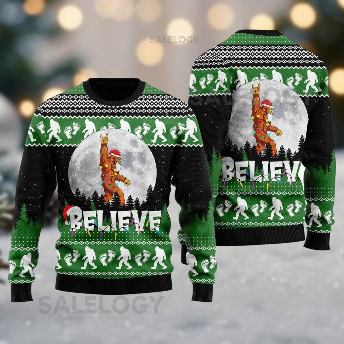 Bigfoot Ugly Christmas Sweater Funny Sasquatch Xmas Sweater Camping Holiday Sweater s For Hikers Animal Lover  For Him