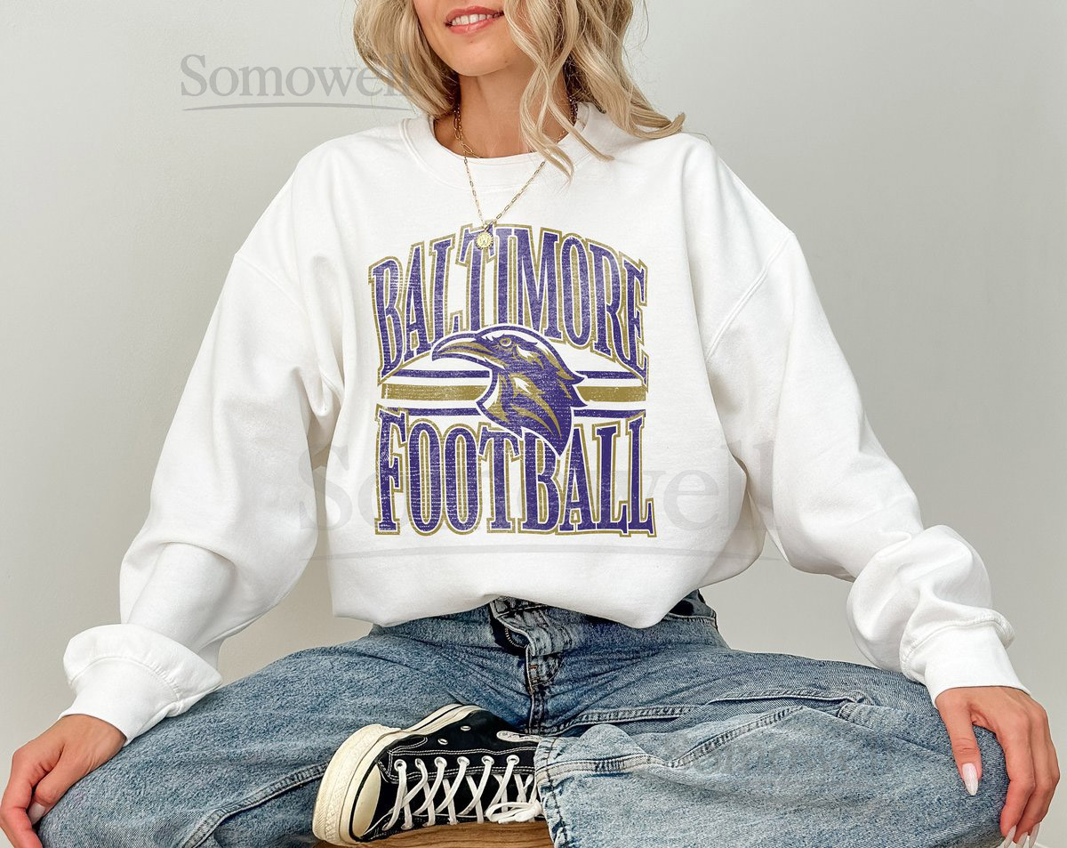 Vintage Baltimore Football Sweatshirt Gift for Baltimore Ravens Fans Football Crewneck Retro Ravens Football Sweatshirt for Ravens Fans_985