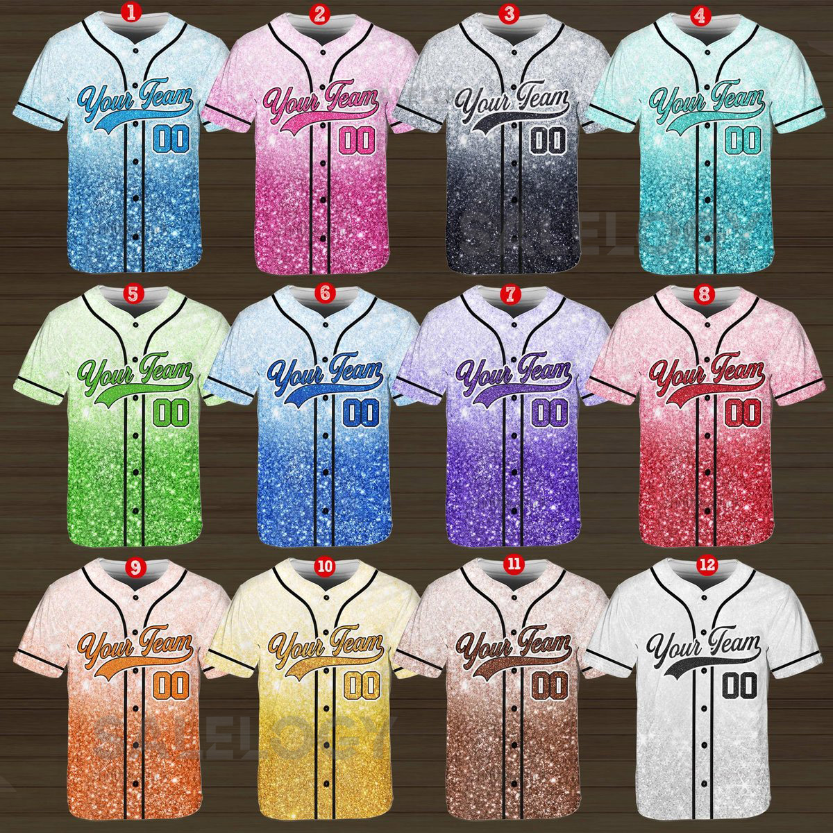 Personalized Team Name Number Baseball Jersey Custom Baseball Jersey Shirt Baseball Jersey Uniform Printed Glitter Not Glitter Fabric_653