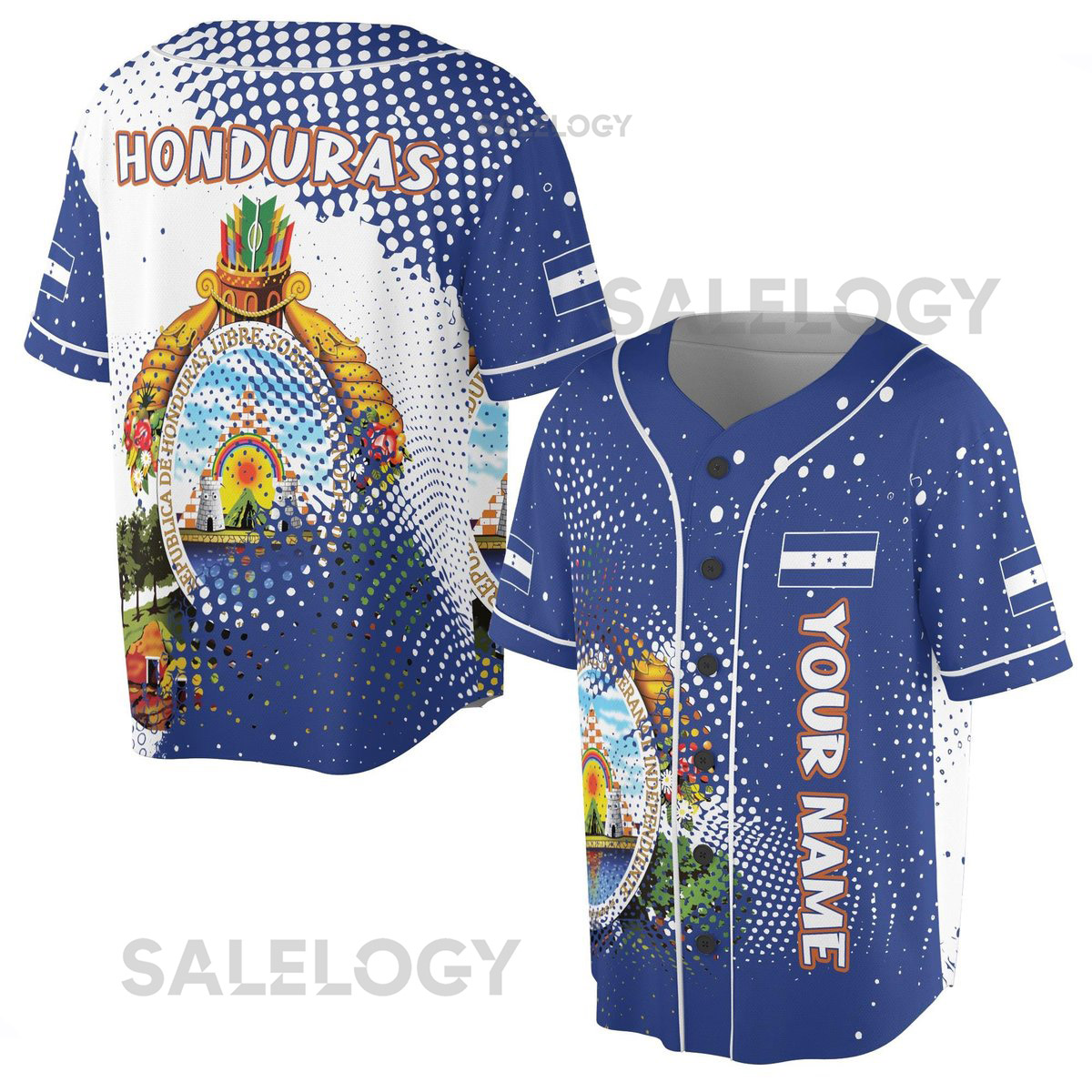 Custom Name I Love Honduras Coat of Arms Basbeball Jersey S-5XL_16