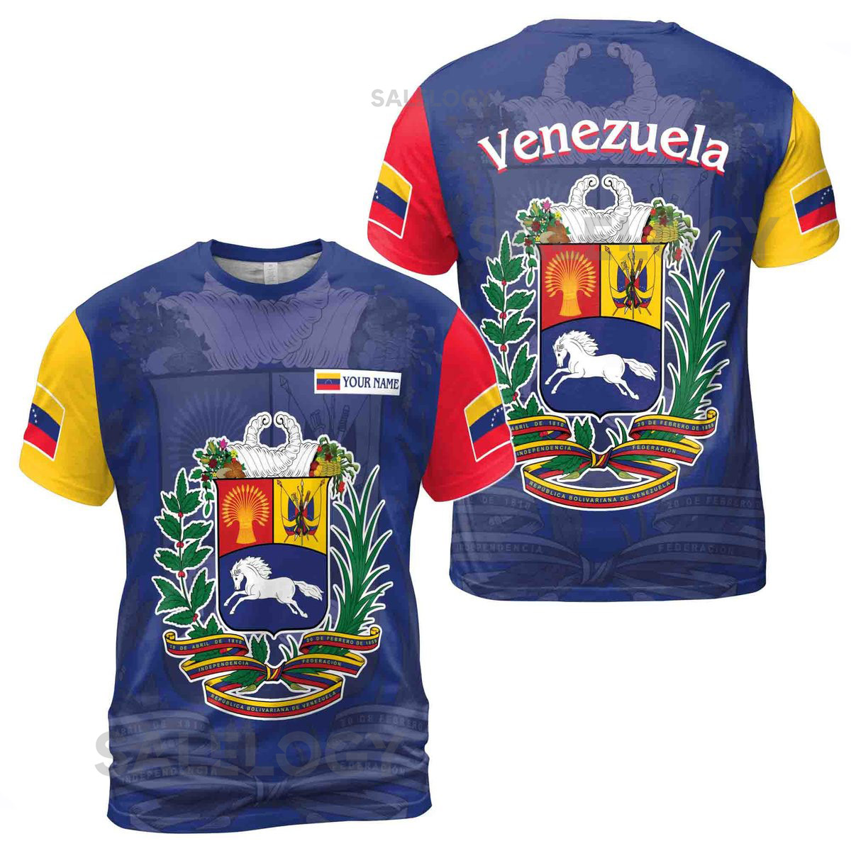 Custom Name Venezuela Coat of Arms Patriotic T-shirt S-5XL_106