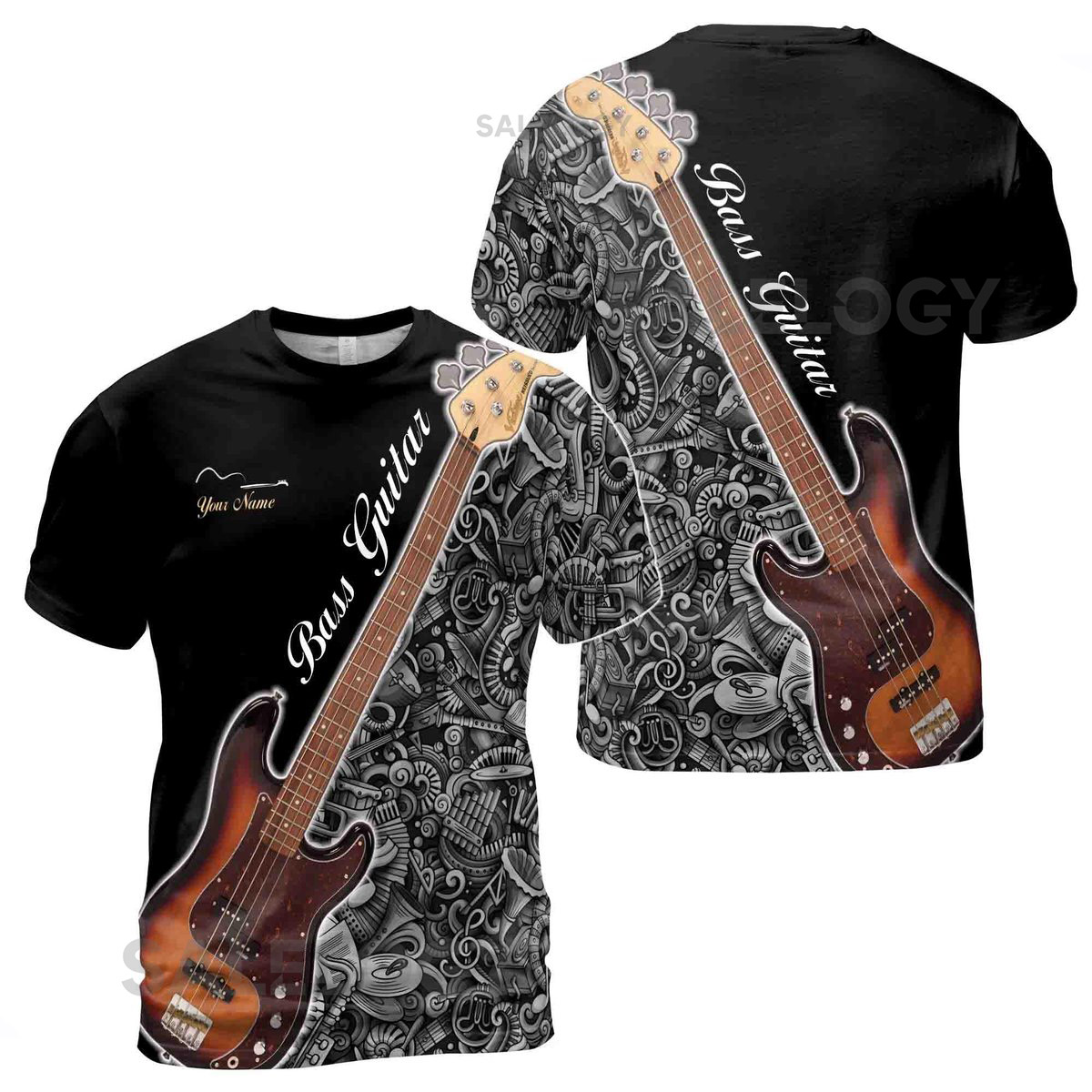 Custom Name Love Music Electric Guitar Player T-shirt S-5XL_65