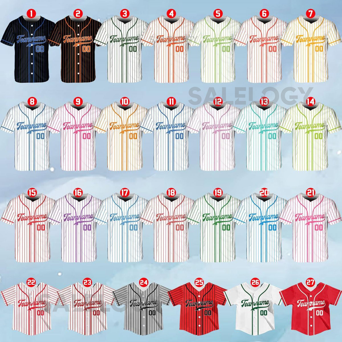 Personalized Team Name And Number Pinstripe Baseball Jersey Custom Stripe Line Color Baseball Jersey Baseball Jersey Uniform Baseball Fans_631