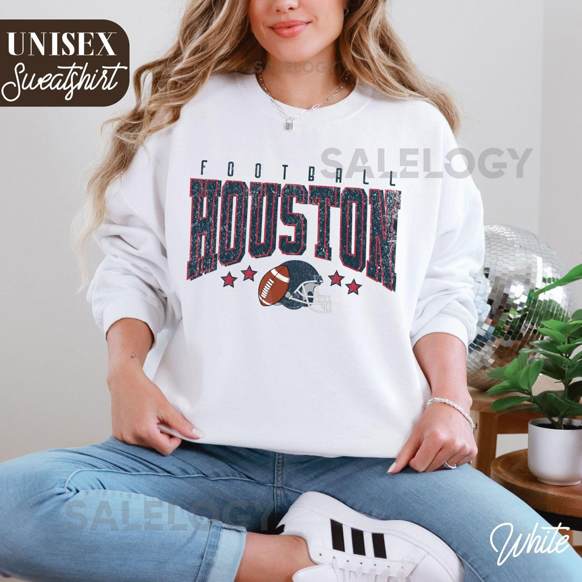 Vintage Houston Texan Football Sweatshirt Oversized Varsity Retro Texan Sweatshirt Game Day Football Shirt Texan Football Fa_968