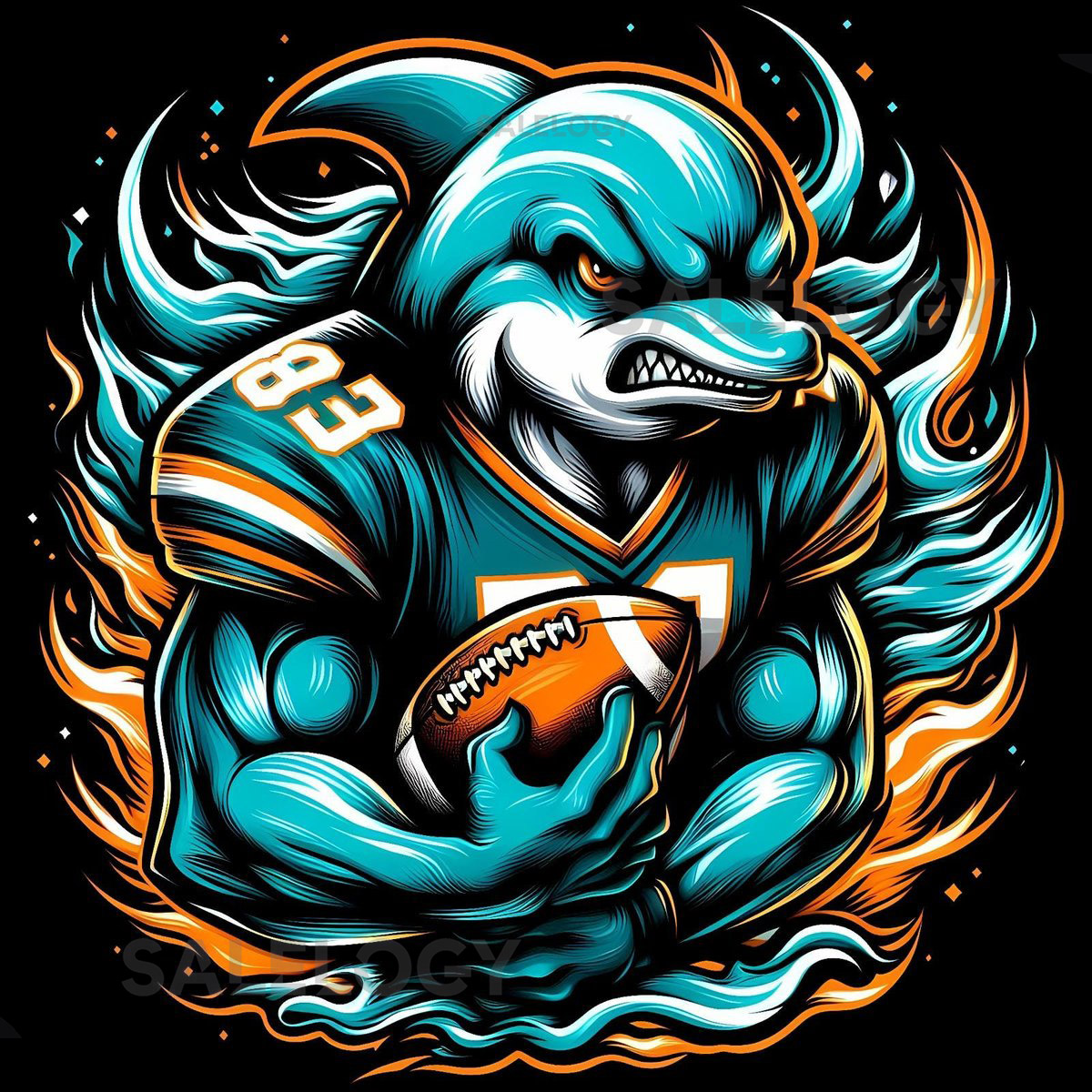 Miami Dolphins Football Team Graphic T-Shirt - Design 3_418